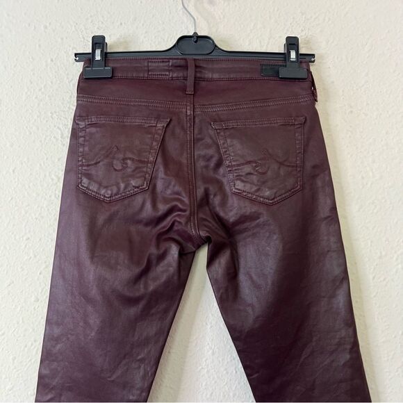 Adriano Goldschmied Burgundy Coated The Legging Ankle Skinny Pants Size 24R - Picture 7 of 9
